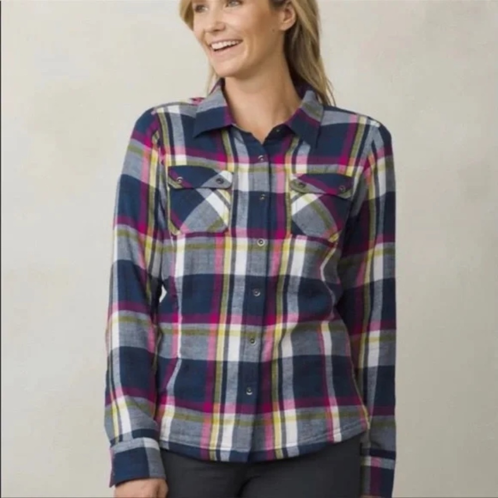 NWT PrAna Bridget Thermal Thermal Lined Flannel Shirt Snap Up Jacket XS